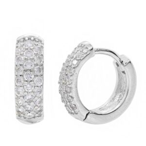 Argola Redonda Zirconias Em Prata